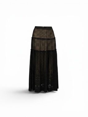 Black Sheer Lace Maxi Skirt
